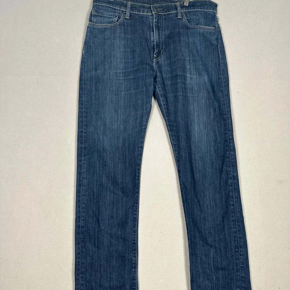 Levis 504 Jeans Mens 36X32 Blue Regular Straight Fit Dark Wash Stretch Denim